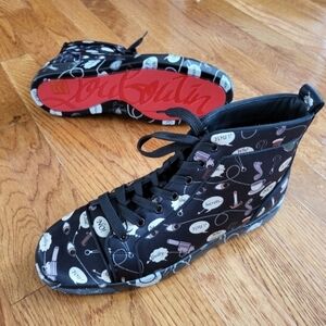 Christian Louboutin Black and Red Graphic Athletic Shoes